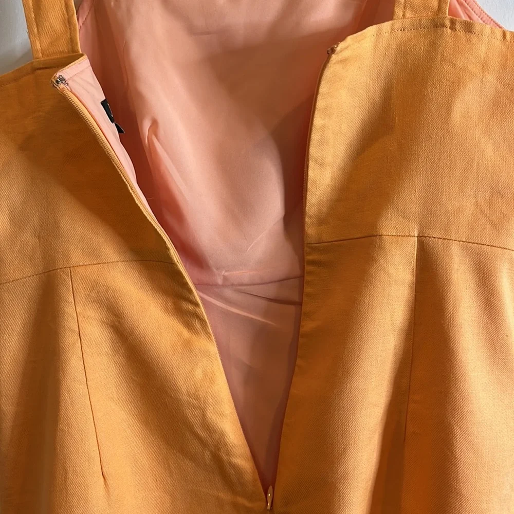 J. Crew Square neck linen blend dress in Coastal Sunset Size 4 Tall